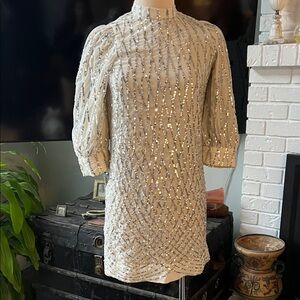 Vero Moda Cream Sequin Embellished Mini Dress